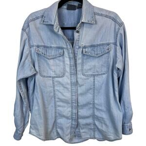 Liz Wear Rhinestone Denim Shirt